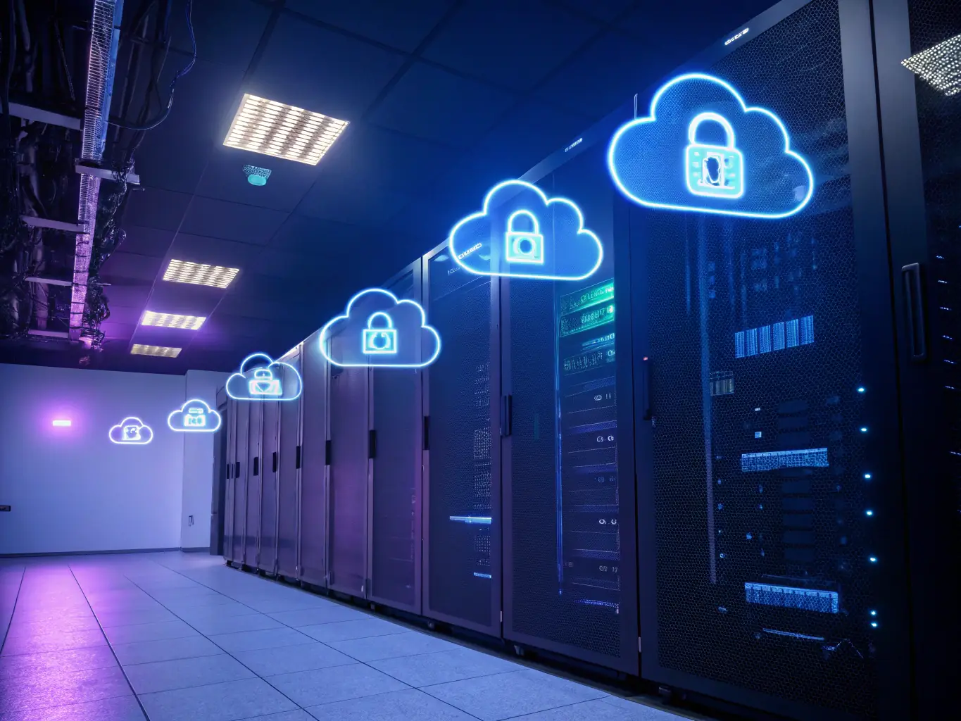 A visual representation of data encryption and secure cloud storage, highlighting the secure document storage capabilities of EZContentManager.