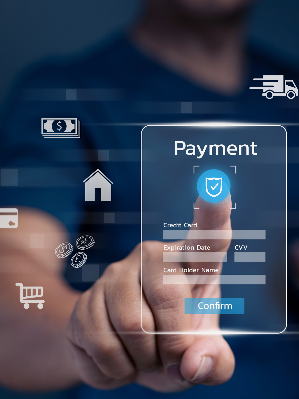 A digital display of various payment methods icons (credit cards, checks, mobile payments) arranged neatly on a clean, modern surface, symbolizing flexible payment options.