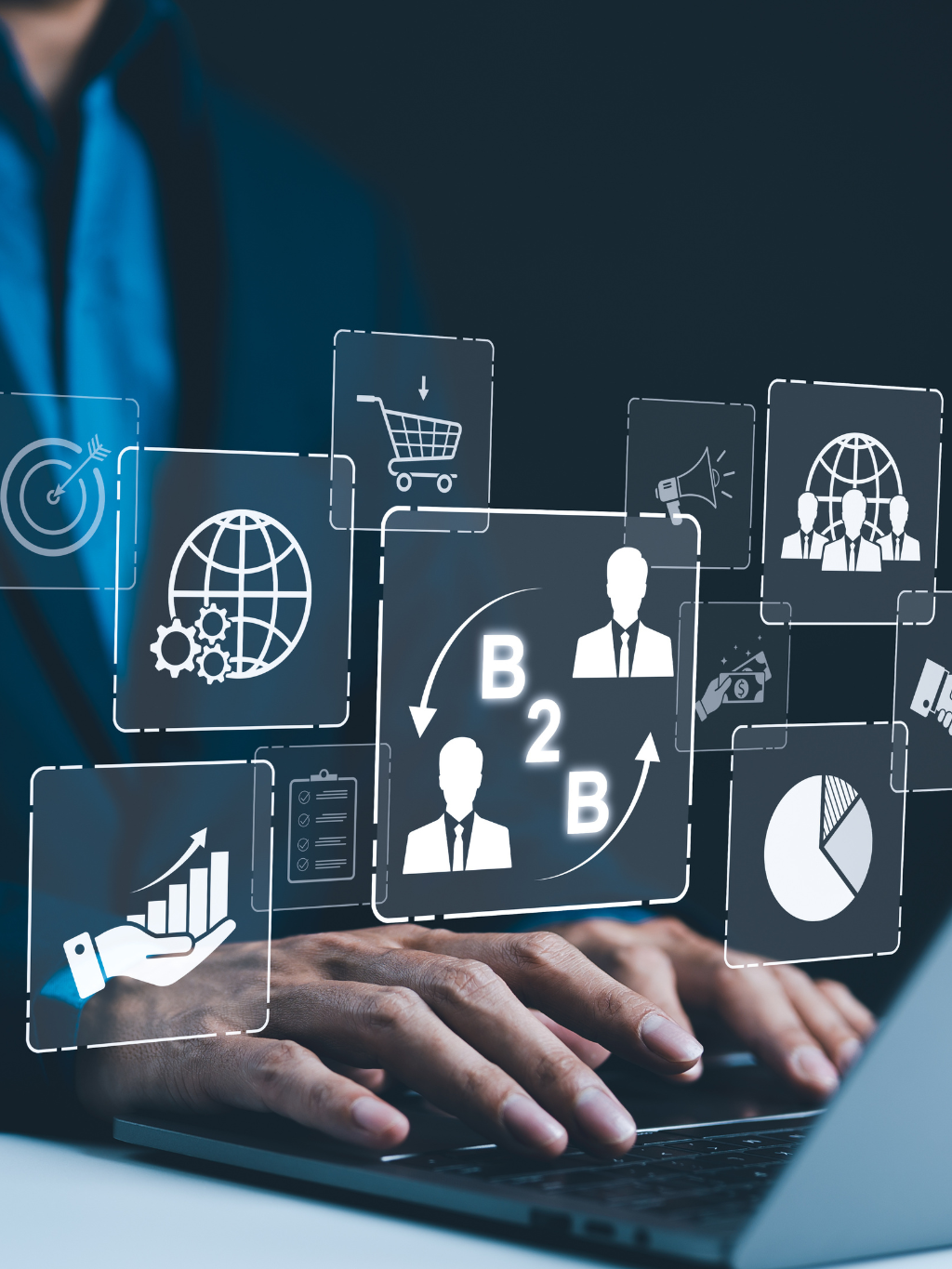 image displays icons to depict electronic communication with trading partners